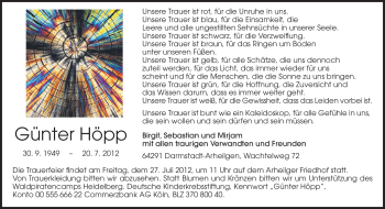 Traueranzeige von Günter Höpp von Echo-Zeitungen (Gesamtausgabe)