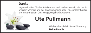 Traueranzeige von Ute Pullmann von Echo-Zeitungen (Gesamtausgabe)