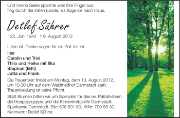 Traueranzeige von Detlef Sührer von Echo-Zeitungen (Gesamtausgabe)