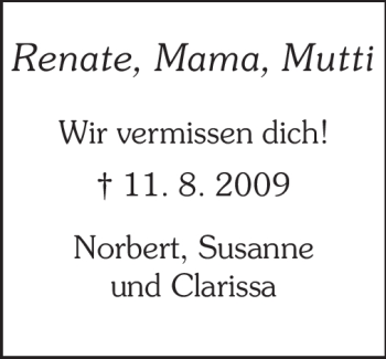 Traueranzeige von Renate Benz von Darmstädter Echo, Odenwälder Echo, Rüsselsheimer Echo, Groß-Gerauer-Echo, Ried Echo