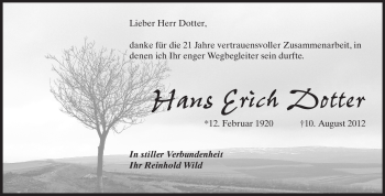 Traueranzeige von Hans Erich Dotter von Echo-Zeitungen (Gesamtausgabe)