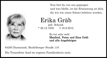 Traueranzeige von Erika Gräb von Echo-Zeitungen (Gesamtausgabe)