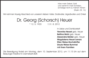 Traueranzeige von Georg Heuer von Echo-Zeitungen (Gesamtausgabe)