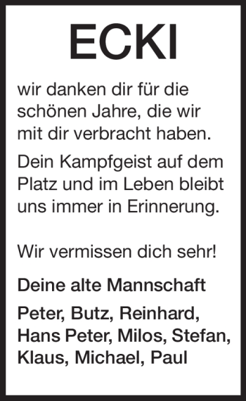 Traueranzeige von Blechschmidt Eckardt von Echo-Zeitungen (Gesamtausgabe)