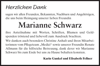 Traueranzeige von Marianne Schwarz von Echo-Zeitungen (Gesamtausgabe)