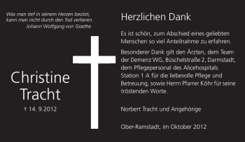 Traueranzeige von Christine Tracht von Echo-Zeitungen (Gesamtausgabe)