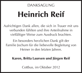 Traueranzeige von Heinrich Reif von Starkenburger Echo