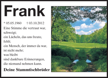 Traueranzeige von Frank  von Starkenburger Echo