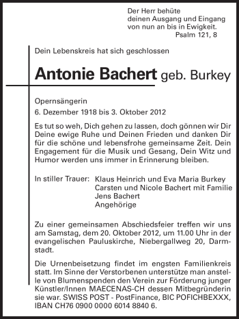Traueranzeige von Antonie Bachert von Echo-Zeitungen (Gesamtausgabe)