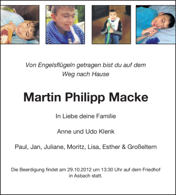 Traueranzeige von Martin Philipp Macke von Echo-Zeitungen (Gesamtausgabe)