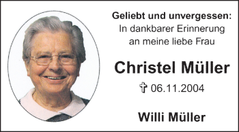 Traueranzeige von Christel Müller von Echo-Zeitungen (Gesamtausgabe)