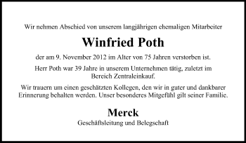 Traueranzeige von Winfried Poth von Echo-Zeitungen (Gesamtausgabe)