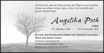 Traueranzeige von Angelika Poth von Echo-Zeitungen (Gesamtausgabe)