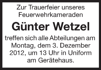 Traueranzeige von Günter Wetzel von Starkenburger Echo