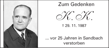 Traueranzeige von k k von Odenwälder Echo