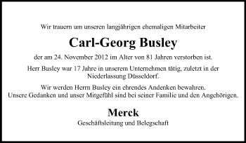 Traueranzeige von Carl-Georg Busley von Echo-Zeitungen (Gesamtausgabe)
