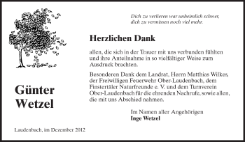 Traueranzeige von Günter Wetzel von Starkenburger Echo