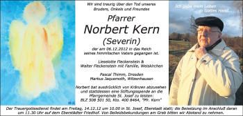 Traueranzeige von Norbert Kern von Echo-Zeitungen (Gesamtausgabe)