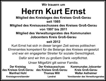 Traueranzeige von Kurt Ernst von Rüsselsheimer Echo, Groß-Gerauer-Echo, Ried Echo