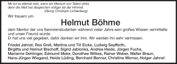 Traueranzeige von Helmut Böhme von Echo-Zeitungen (Gesamtausgabe)