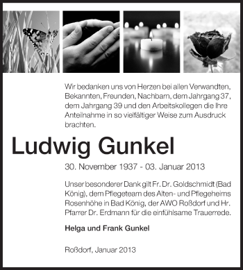 Traueranzeige von Ludwig Gunkel von Echo-Zeitungen (Gesamtausgabe)