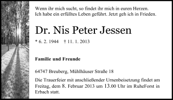 Traueranzeige von Nis Peter Jessen von Odenwälder Echo