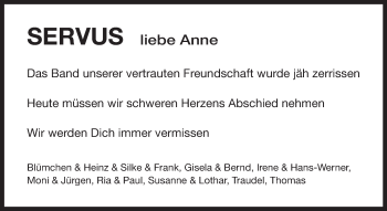 Traueranzeige von Anne Homburg von Echo-Zeitungen (Gesamtausgabe)