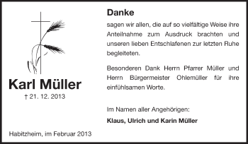 Traueranzeige von Karl Müller von Darmstädter Echo, Odenwälder Echo, Rüsselsheimer Echo, Groß-Gerauer-Echo, Ried Echo