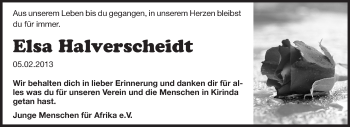 Traueranzeige von Elsa Halverscheidt von Echo-Zeitungen (Gesamtausgabe)