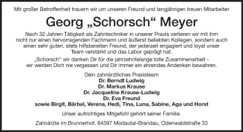 Traueranzeige von Georg Meyer von Echo-Zeitungen (Gesamtausgabe)