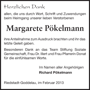 Traueranzeige von Margarete Pökelmann von Rüsselsheimer Echo, Groß-Gerauer-Echo, Ried Echo
