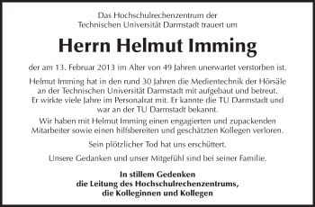 Traueranzeige von Helmut Imming von Echo-Zeitungen (Gesamtausgabe)