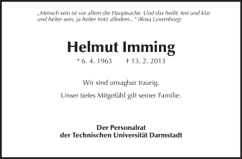 Traueranzeige von Helmut Imming von Echo-Zeitungen (Gesamtausgabe)