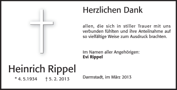 Traueranzeige von Heinrich Rippel von Echo-Zeitungen (Gesamtausgabe)