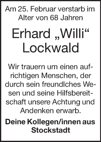 Traueranzeige von Willi Lockwald von Darmstädter Echo, Odenwälder Echo, Rüsselsheimer Echo, Groß-Gerauer-Echo, Ried Echo