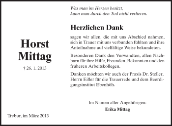 Traueranzeige von Horst Mittag von Rüsselsheimer Echo, Groß-Gerauer-Echo, Ried Echo