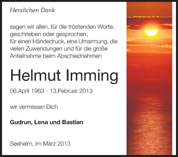 Traueranzeige von Helmut Imming von Echo-Zeitungen (Gesamtausgabe)