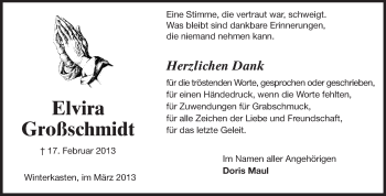 Traueranzeige von Elvira Großschmidt von Echo-Zeitungen (Gesamtausgabe)