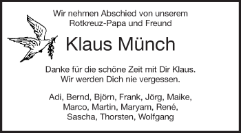 Traueranzeige von Klaus Münch von Rüsselsheimer Echo, Groß-Gerauer-Echo, Ried Echo