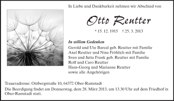 Traueranzeige von Otto Reutter von Echo-Zeitungen (Gesamtausgabe)