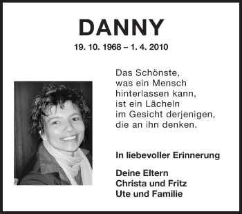 Traueranzeige von Danny  von Rüsselsheimer Echo, Groß-Gerauer-Echo, Ried Echo