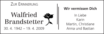 Traueranzeige von Walfried Brandstetter von Rüsselsheimer Echo, Groß-Gerauer-Echo, Ried Echo