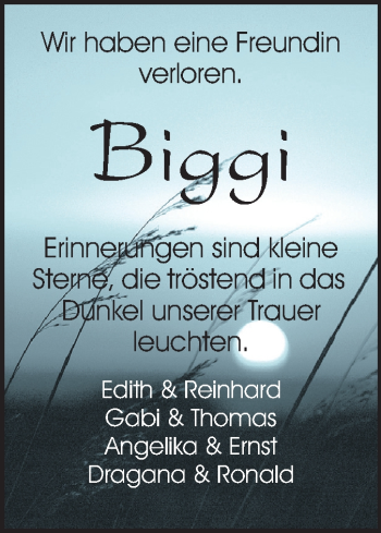 Traueranzeige von Biggi  von Echo-Zeitungen (Gesamtausgabe)