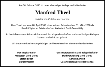 Traueranzeige von Manfred Theel von Rüsselsheimer Echo, Groß-Gerauer-Echo, Ried Echo