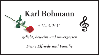 Traueranzeige von Karl Bohmann von Starkenburger Echo