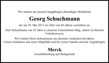 Traueranzeige von Georg Schuchmann von Echo-Zeitungen (Gesamtausgabe)