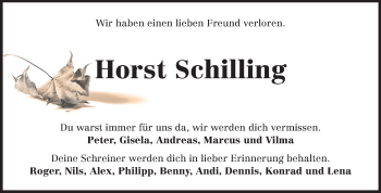 Traueranzeige von Horst Schilling von Rüsselsheimer Echo, Groß-Gerauer-Echo, Ried Echo