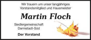 Traueranzeige von Martin Floch von Echo-Zeitungen (Gesamtausgabe)