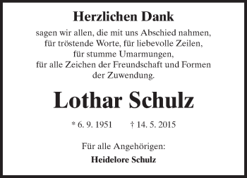 Traueranzeige von Lothar Schulz von Starkenburger Echo