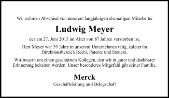 Traueranzeige von Ludwig Meyer von Echo-Zeitungen (Gesamtausgabe)